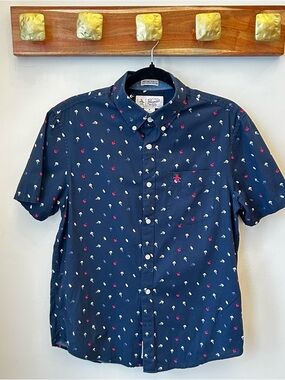 Penguin Navy Short-Sleeve Button-Down Shirt Coastal Casual Preppy
